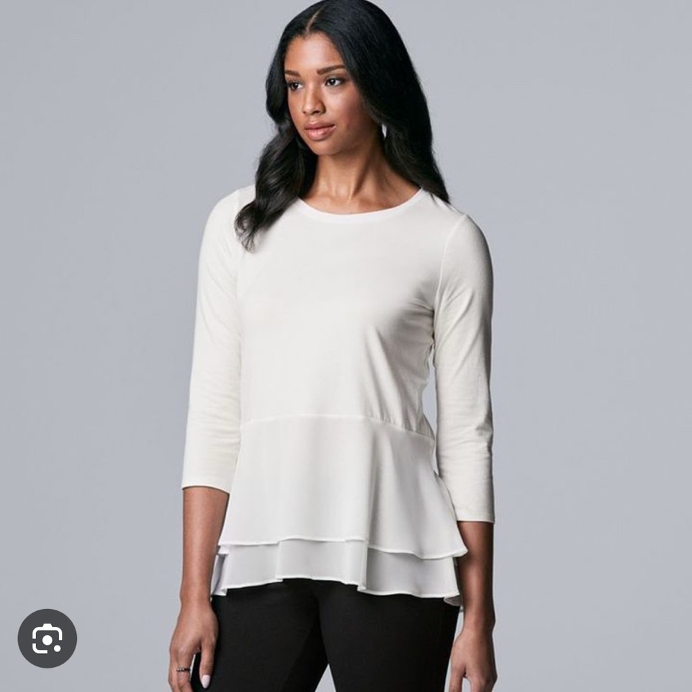 Simply Vera Vera Wang White Layered Long Sleeve Top